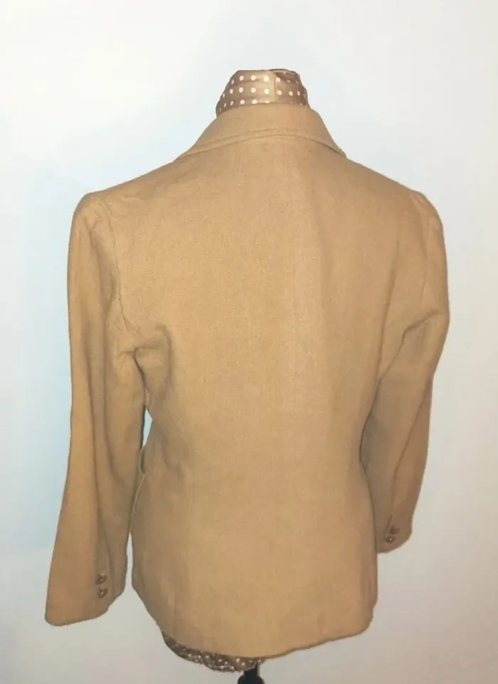 Veste en laine beige femme, vintage, taille M, excellent état - photo numéro 6