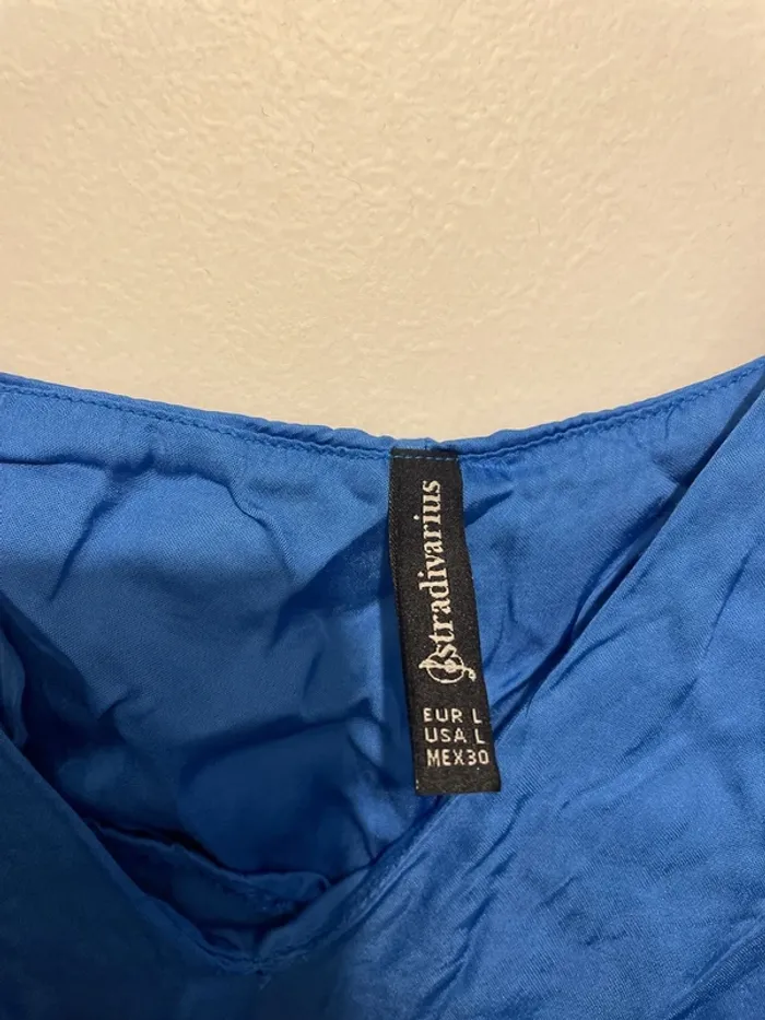 Débardeur satin bleu L - photo numéro 3