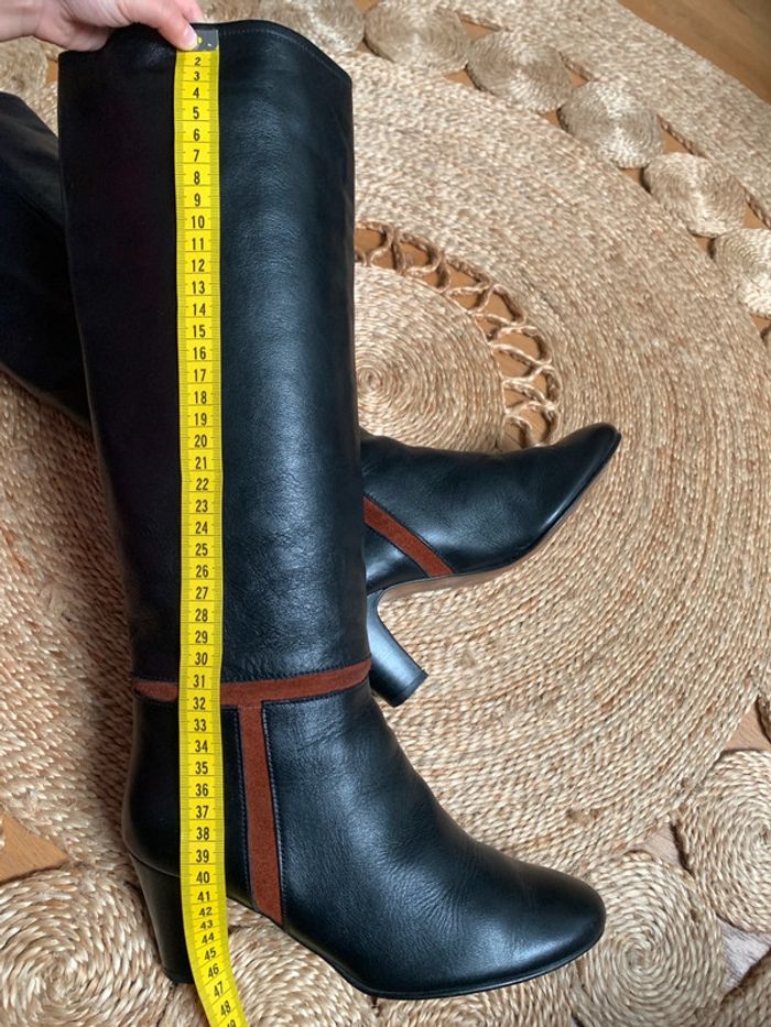 Superbe botte en cuir véritable noir Vintage | Pointure 38 - photo numéro 9