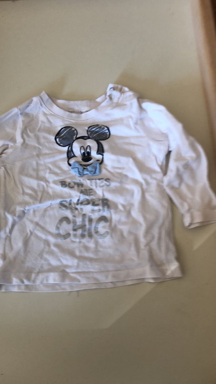 T-shirt blanc Disney Mickey 18 mois