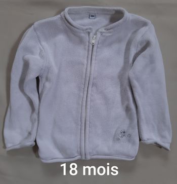 gilet blanc coton fille - 18 mois