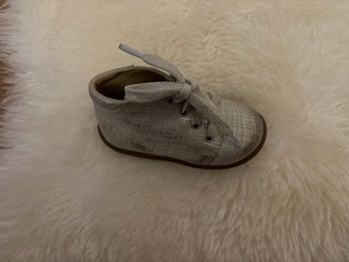 Pom d’Api Chaussures – premiers pas –  bleu argentées - photo numéro 4