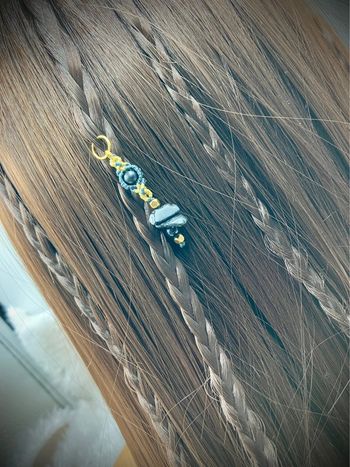Bijou de cheveux - tresse/dread - macramé pierres Onyx noir