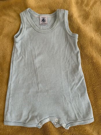 Combinaison sans manches rayures vert menthe petit bateau 3 mois