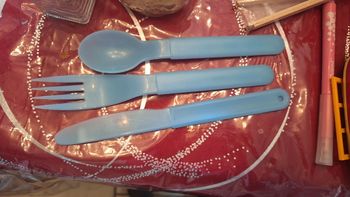 Set couvert plastique bleu