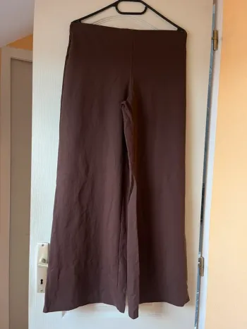 pantalon droit fluide marron chocolat mango