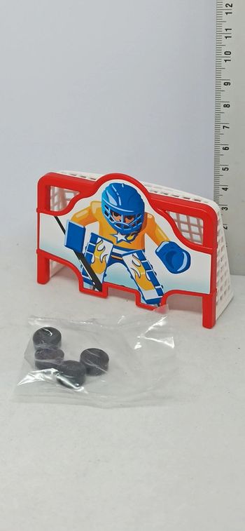Cage de but de hockey sur glace avec palets playmobil