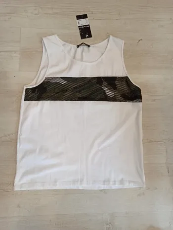 Débardeur homme blanc et kaki XL