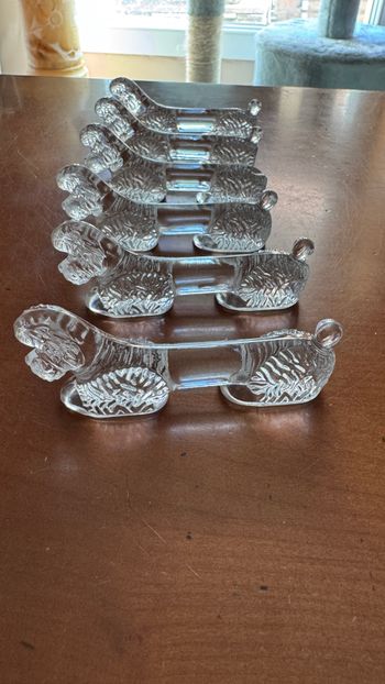 6 Porte couteau en verre YER, chien caniche