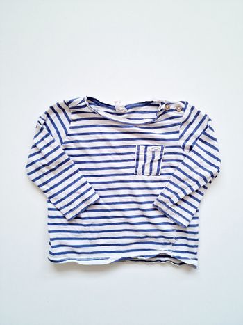 H&M - Tee-shirt léger, marinière, manches longues (12 mois)
