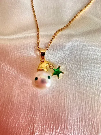 Collier perle baroque petit mage étoilé – création unique et enchantée