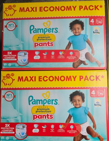2 cartons de couches culottes pampers premium taille 4