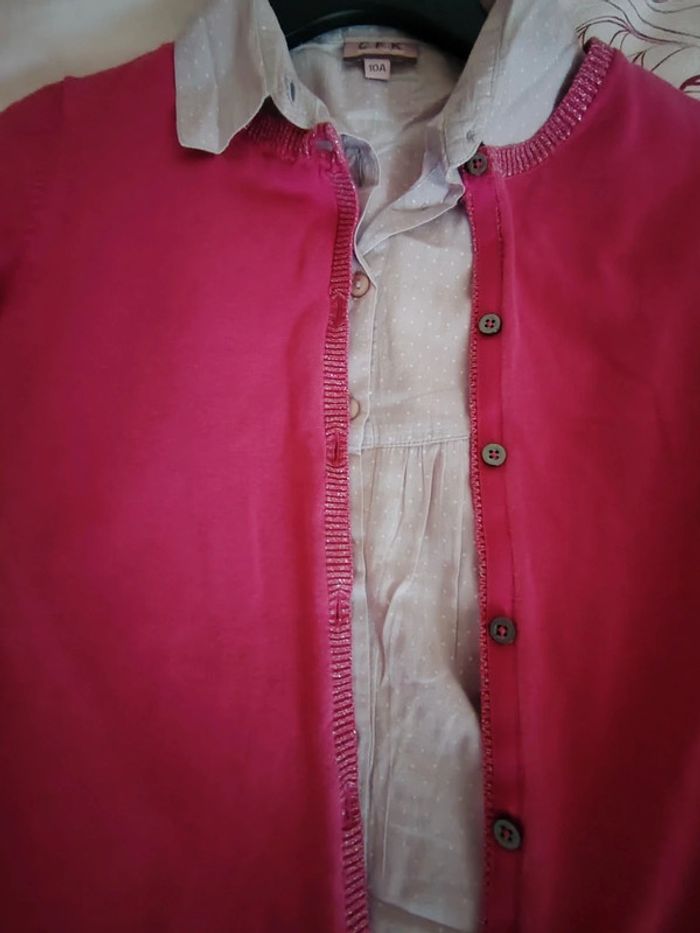 Lot d'une chemise et d'un gilet fille 10 ans CFK/TEX - photo numéro 2