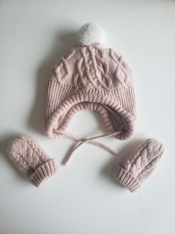 Bonnet et gants moufles vertbaudet à liens