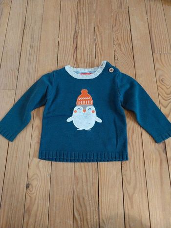 Pull bleu canard avec pinguoin (18M)