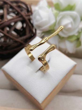 Bague en acier inoxydable ajustable doré 