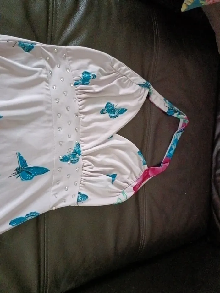 Sublime robe d été fleurs papillons strass taille M - photo numéro 2