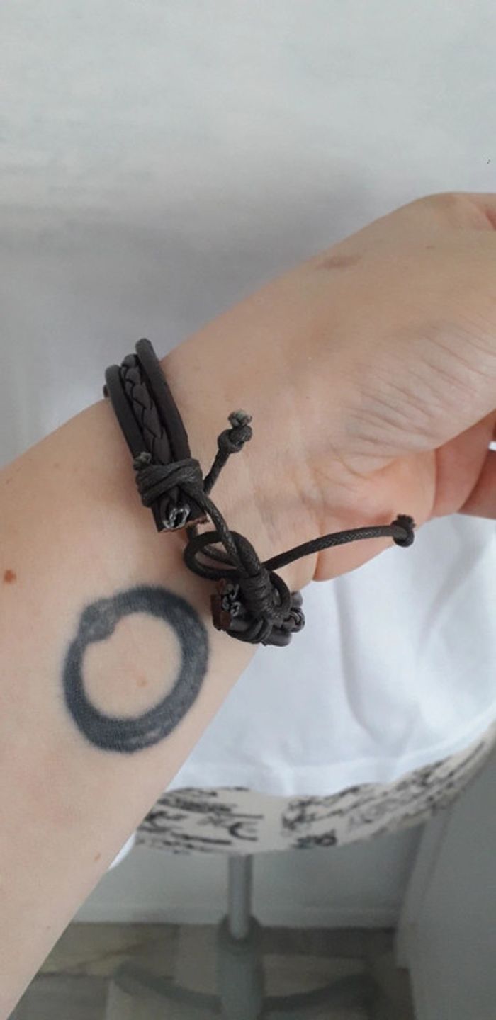 Bracelet cuir multirangs réglable - photo numéro 2