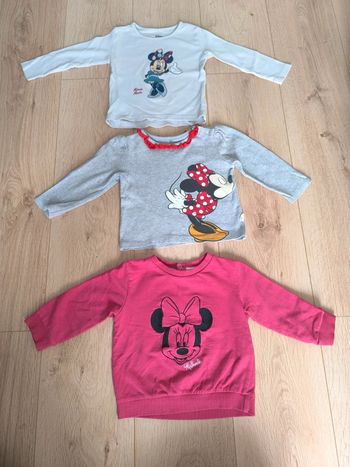 Lot fille de 1 sweat + 2 t-shirts épais Minnie - 18 mois