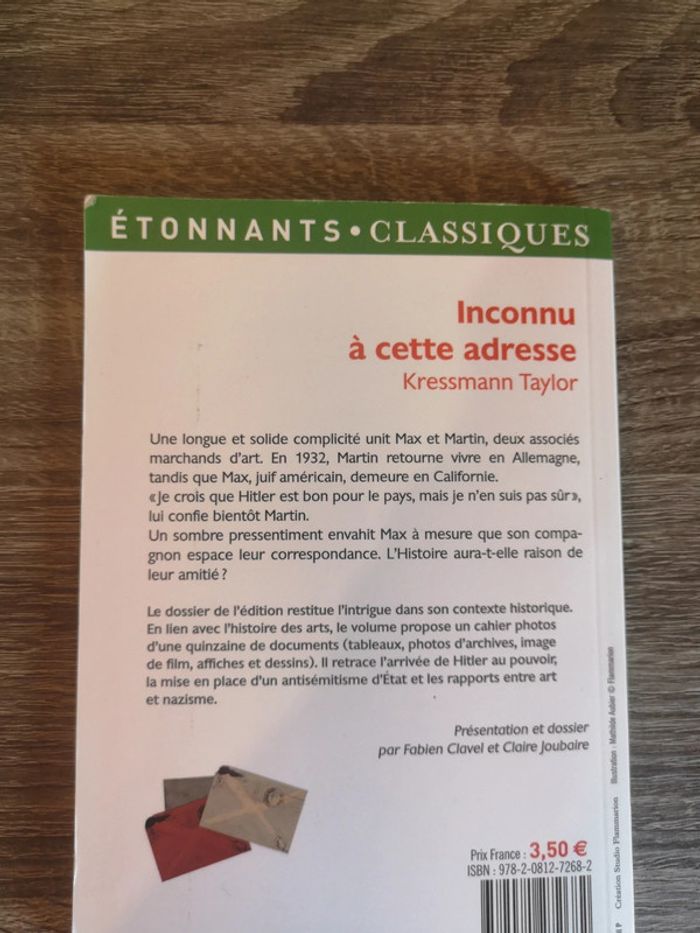 Livre Inconnu à cette adresse de Kressmann Taylor - photo numéro 3