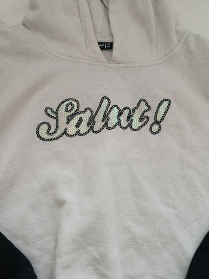 Sweat blanc noir court 12 ans - photo numéro 2