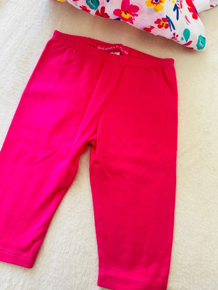 Ensemble leggings/ leggins et tee shirt manches courtes « week end à la mer » 18 mois - photo numéro 5