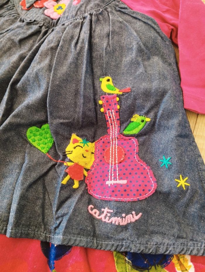 Superbe robe fille manches longues doublée taille 3 mois Catimini - photo numéro 3