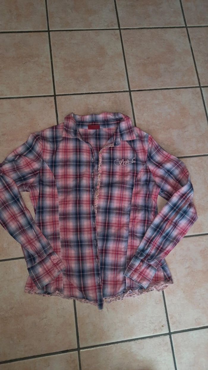 Chemise Levis 14 ans rose carreaux
