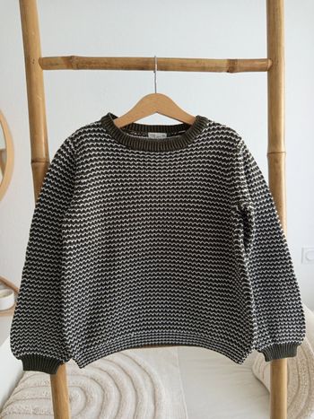 Pull en maille kaki Little Cigogne 10 ans