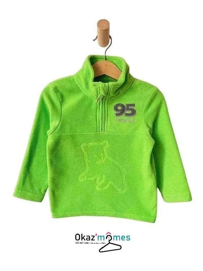 Sweat polaire vert fluo à ouverture zippée - Premaman 23 mois (86cm)