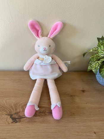 Doudou peluche lapin blanc rose tulle fais un vœu doudou et compagnie