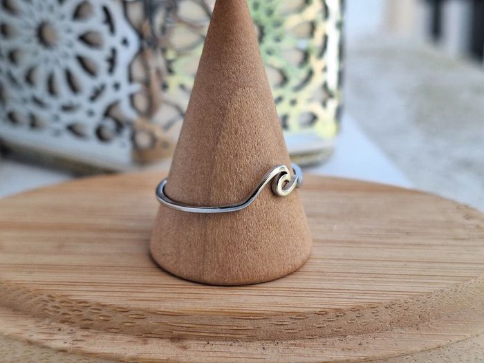 Bague argentée motif vague en Acier inoxydable, avec un design Minimaliste pour l'été - photo numéro 2