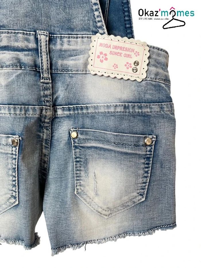 Salopette jean bleu denim (perles et sequins) - Magic girl 4 ans - photo numéro 5