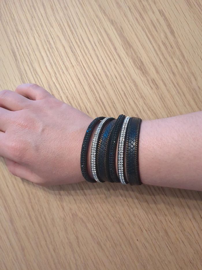 Bracelet femme noir double tour - photo numéro 3