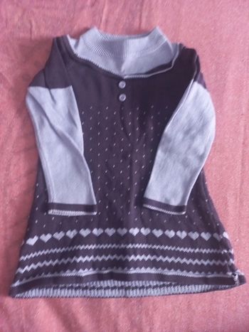 Jolie pull robe 100% coton mauve 18-24 mois