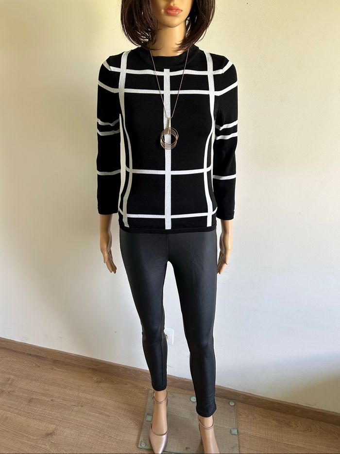 Pull noir et blanc avec manches 3/4 Morgan taille XS jamais porté - photo numéro 3