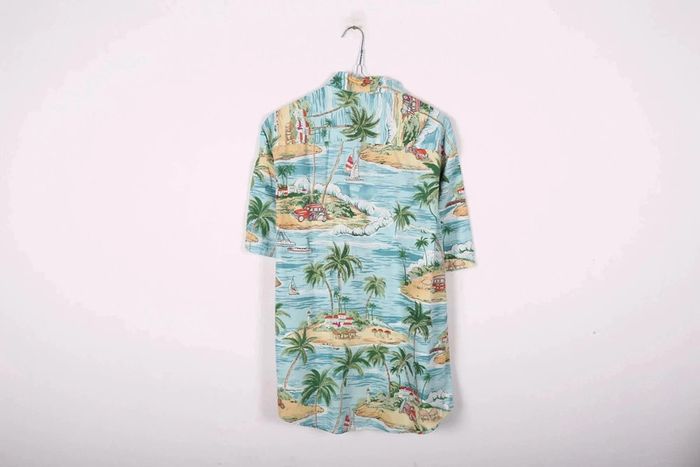 Chemise Hawaïenne vintage 90's en coton motif îles et palmiers (#250019) - photo numéro 2