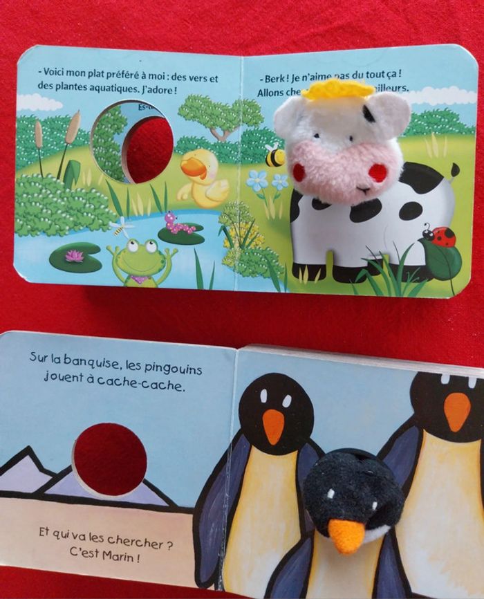 Lot de livres marionnette vache et pinguouin - photo numéro 2