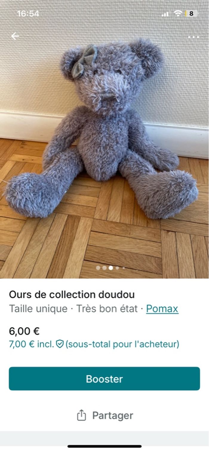Peluche ours collection gris pomax - photo numéro 9