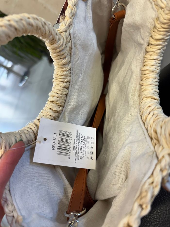 Sac panier en osier avec anse et coquillages - photo numéro 2