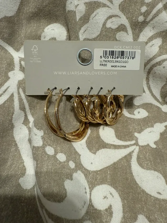 Boucles d’oreilles doré 3 paires - photo numéro 2
