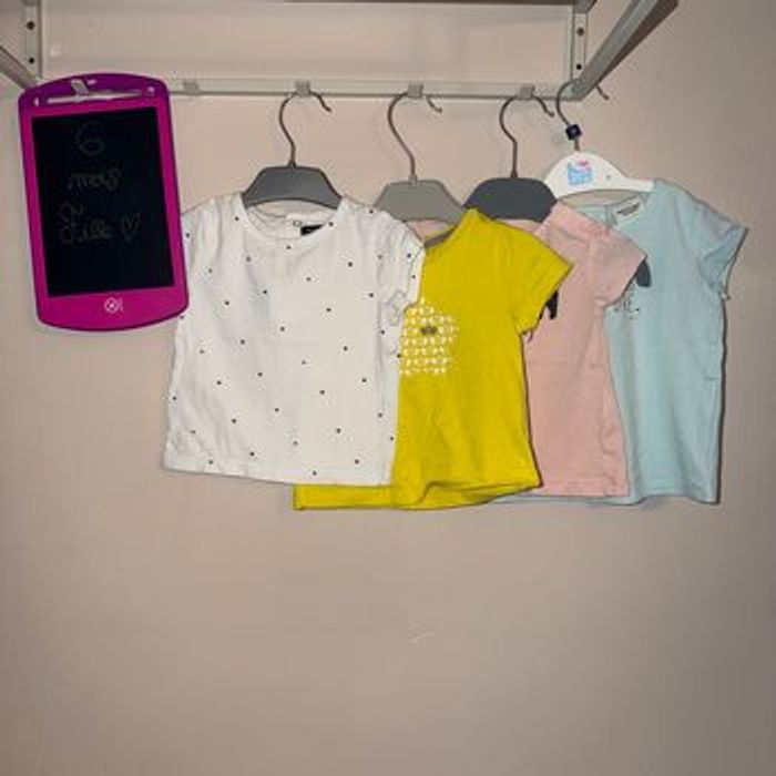 Lot de 7 t-shirts et 2 débardeurs fille - T6mois - marques diverses - photo numéro 4