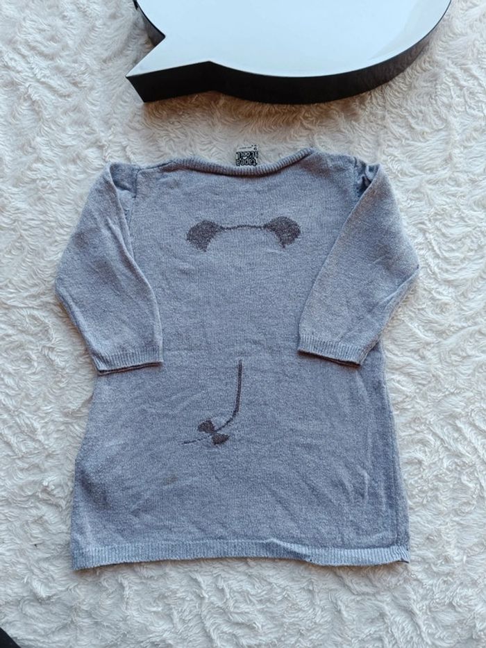 Robe pull manches longues hiver laine Fille 9 mois chat Tao - photo numéro 8