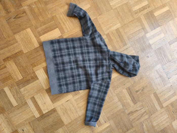 Gilet zip a capuche 3 ans carreaux gris et noir - photo numéro 2