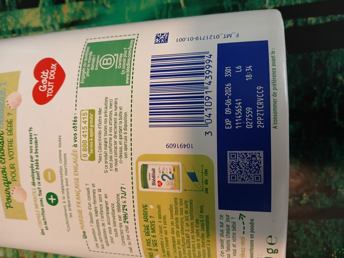 🍼 Lot de 6 boîtes de lait Blédilait 1er âge (BLEDINA ) - photo numéro 3