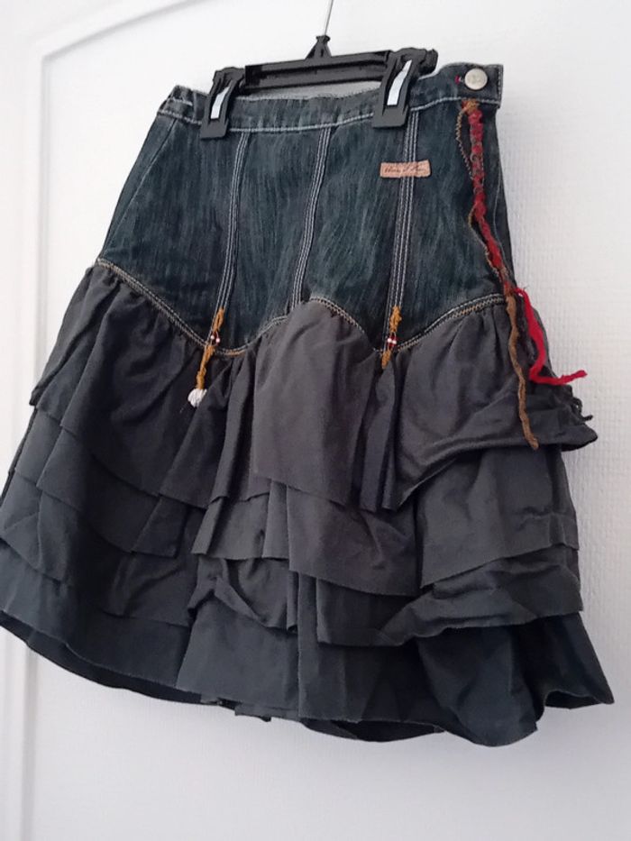 Jupe bimatiere à volants bleu fille 10 ans Eliane et Lena - photo numéro 17