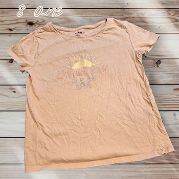 🧡🌞 T-shirt orange avec inscription pailletée – Kiabi – 8 ans 🌞🧡