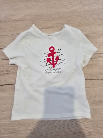 Tee-shirt blanc petit marin manches courtes, Kiabi, 18 mois