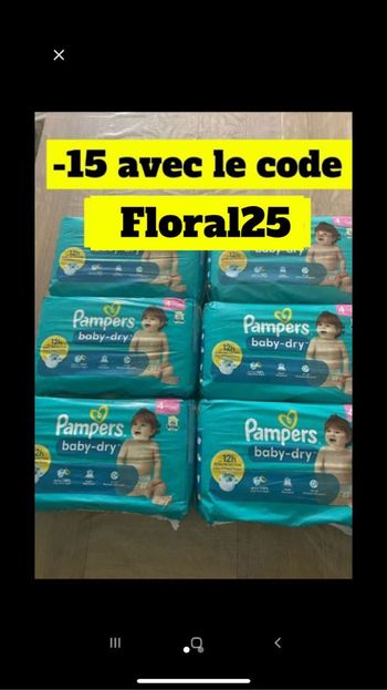 Six paquets de couches pampers baby dry taille 4