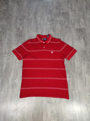 Polo Chaps à Rayures Rouge Logo Brodé Taille M Homme